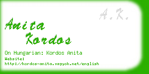 anita kordos business card